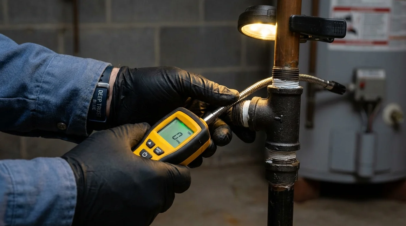 Gas leak detection with electronic sniffer by Johns Plumbing LLC in Union Hall