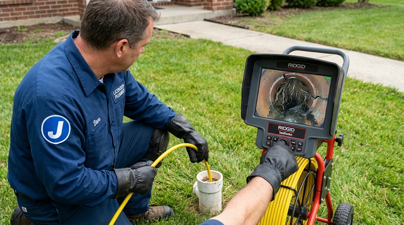 Sewer camera inspection being performed by Johns Plumbing LLC in Union Hall